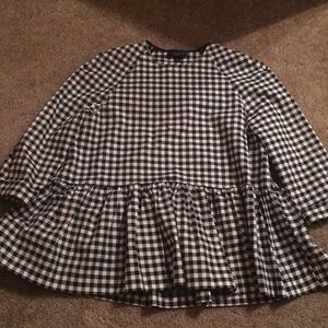 Gingham peplum shirt